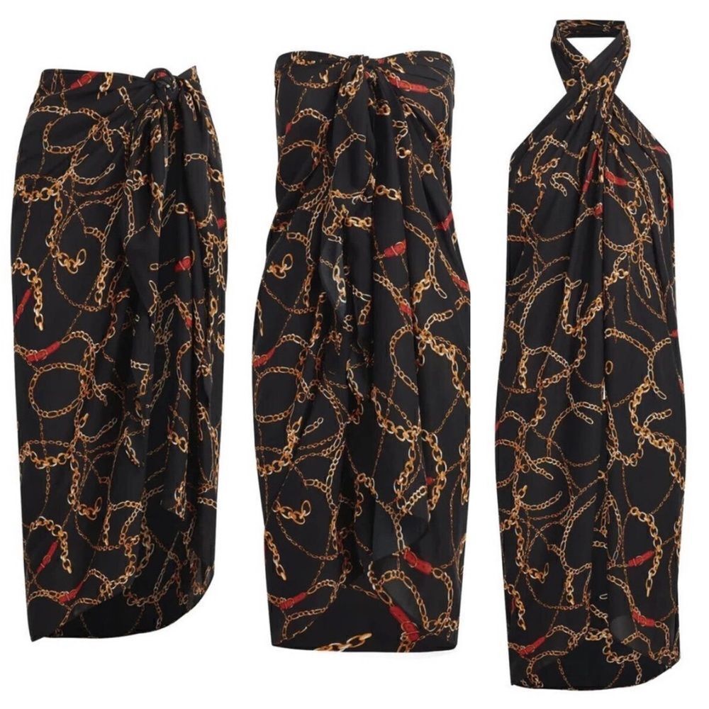 Walter Baker Multi Way Corsica Paradise Sarong Ibiza Chain Print One Size NWT